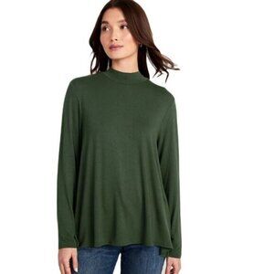 Long-Sleeve Luxe Mock-Neck Swing‎ T-Shirt Old Navy XS